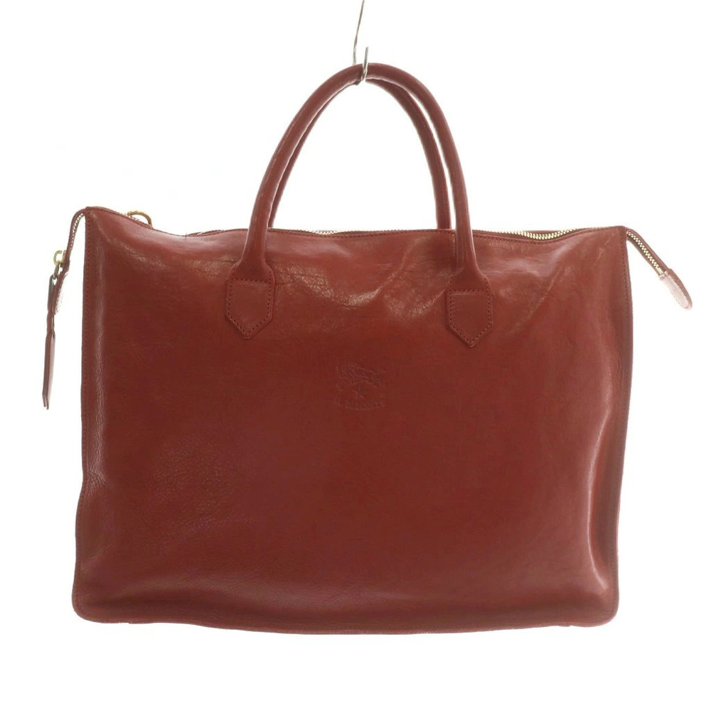 IL BISONTE Business Bag Briefcase Shoulder Leather Embossed Red